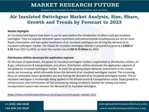 Air Insulated Switchgear Market 2017: Analysis, Top Key Players, Drivers and Trends by Forecast to 2023