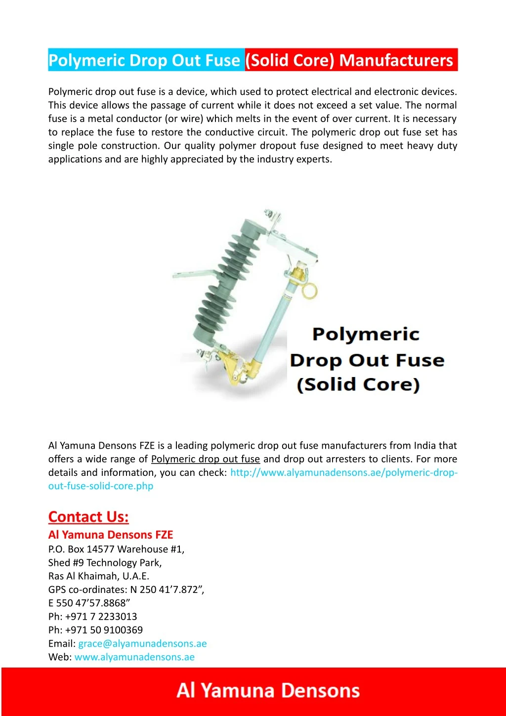 polymeric drop out fuse solid core manufacturers