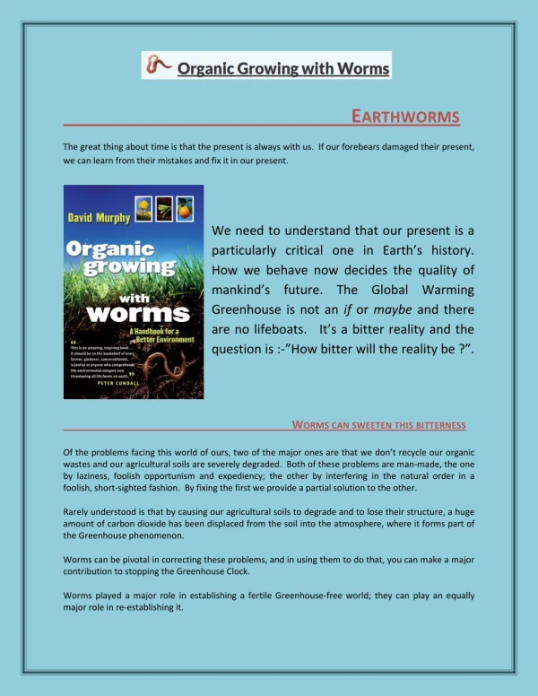 Earthworms - Organic Growing with Worms