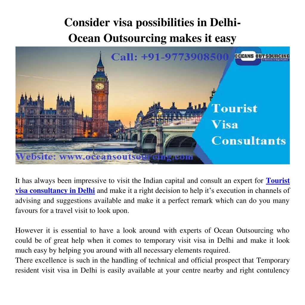 consider visa possibilities in delhi ocean
