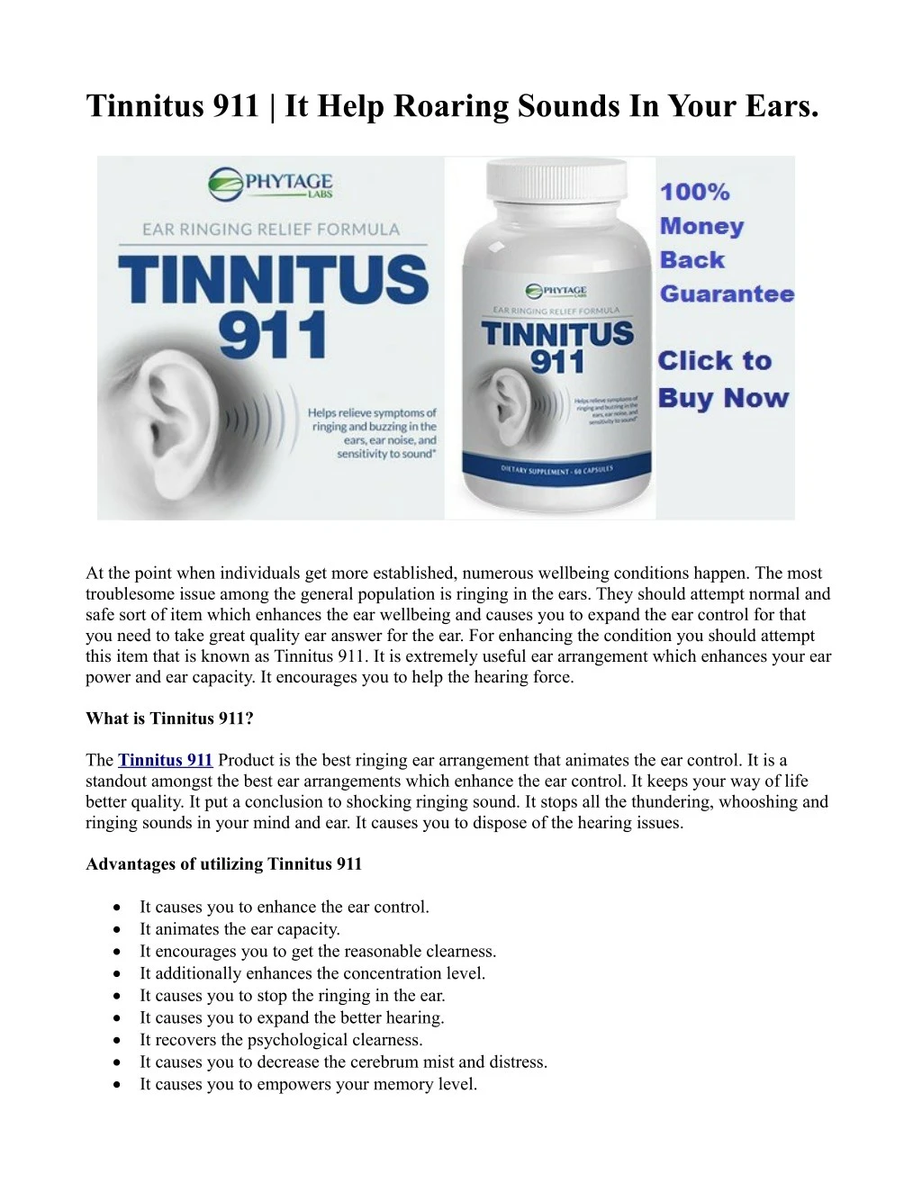 tinnitus 911 it help roaring sounds in your ears