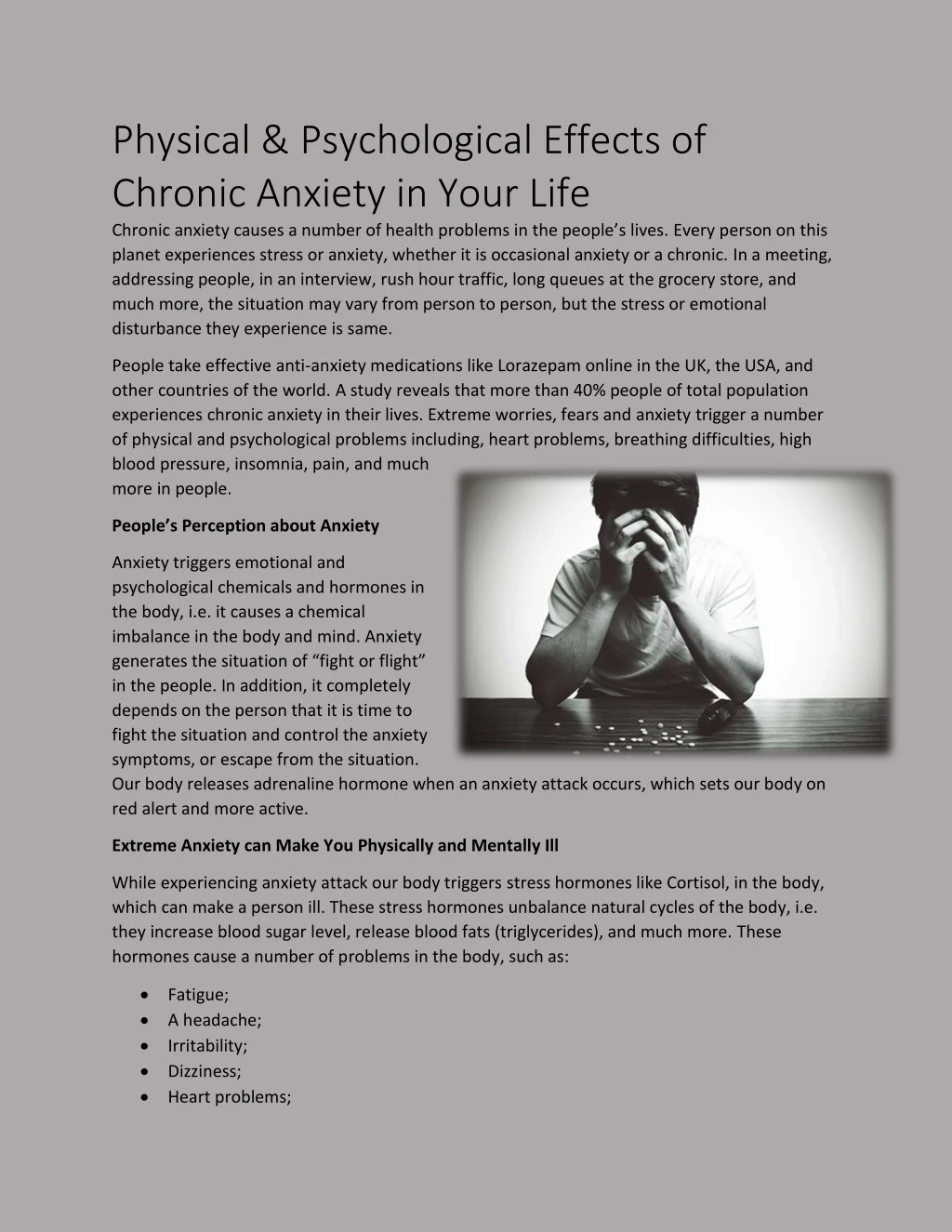 physical psychological effects of chronic anxiety