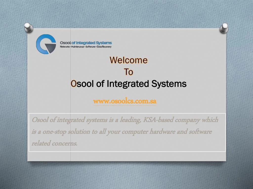welcome to o sool of integrated s ystems