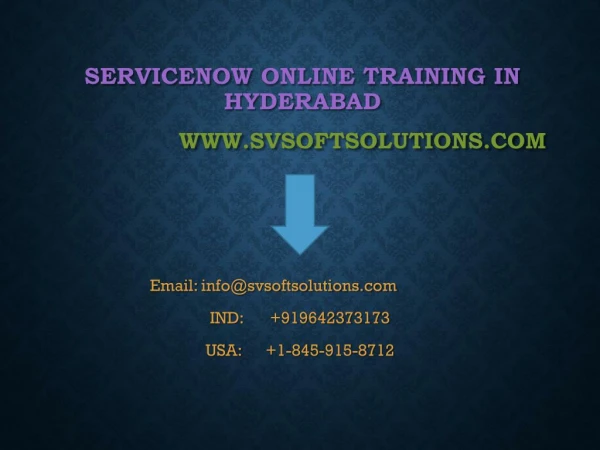 Servicenow Online Training in Hyderabad by SV Soft Solutions