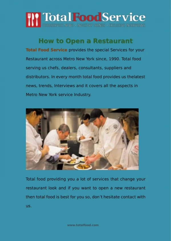 How To Open a Restaurant - Total Food Services