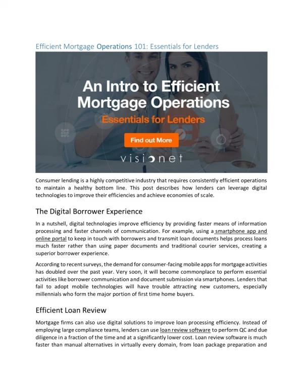 Efficient Mortgage Operations 101: Essentials for Lenders