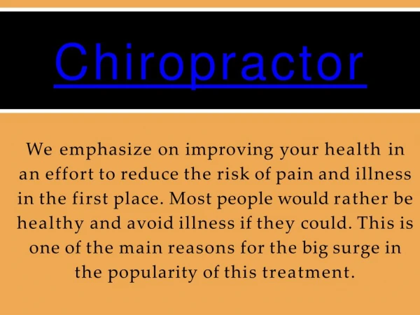 Chiropractic Care for Cervical pain treatment