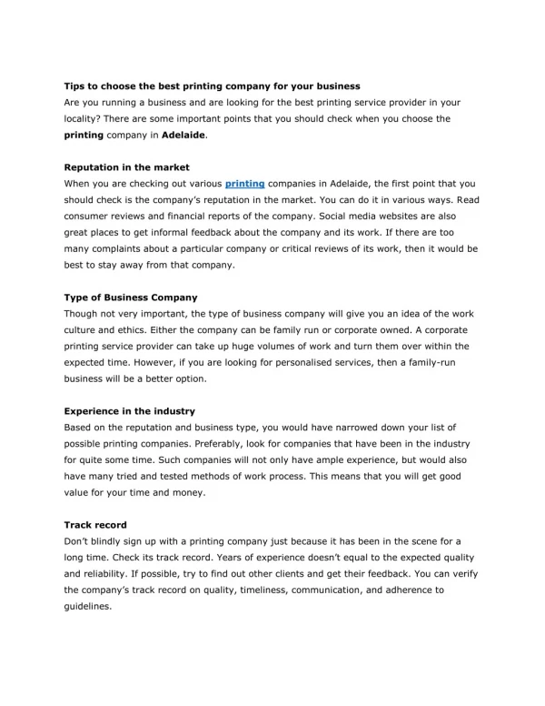 Tips to choose the best printing company for your business