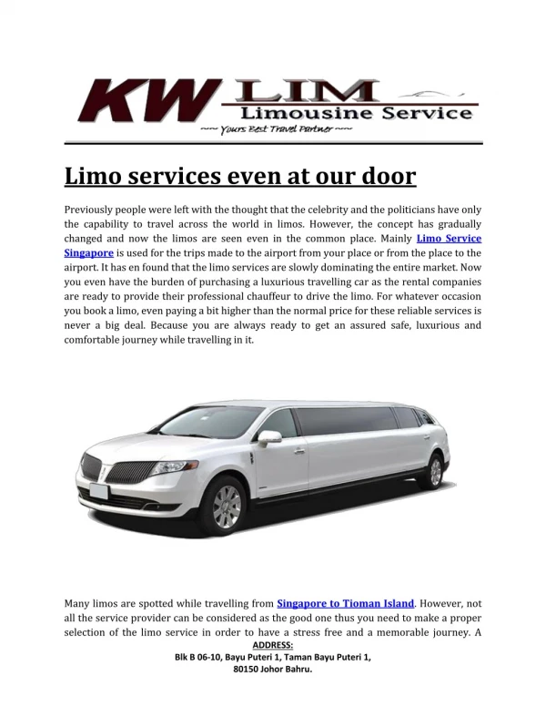 Limo Services Even At Our Door