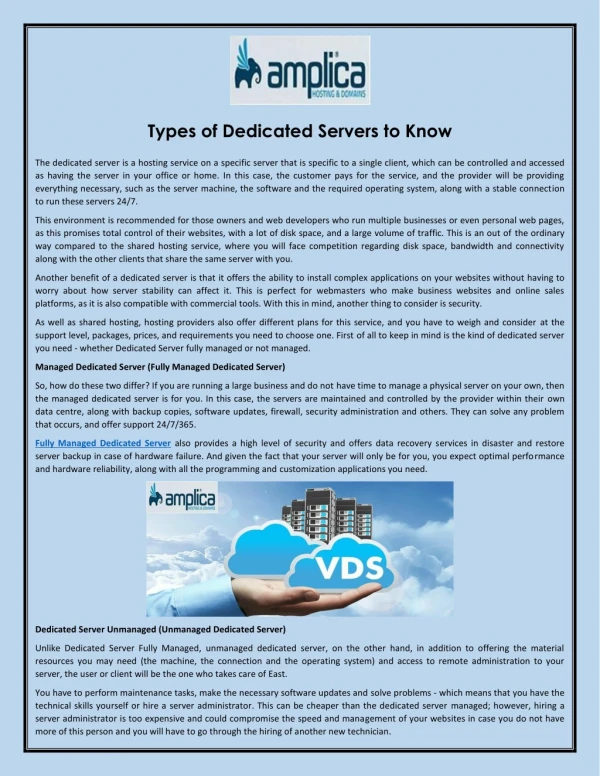 Types of Dedicated Servers to Know