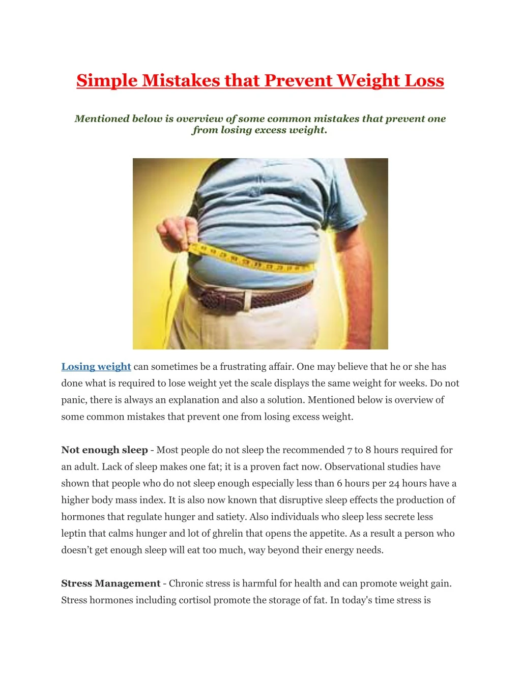 simple mistakes that prevent weight loss