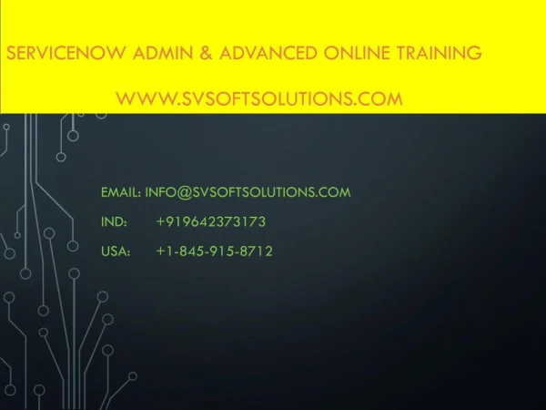 Servicenow Admin & Advanced Online Training Syllabus