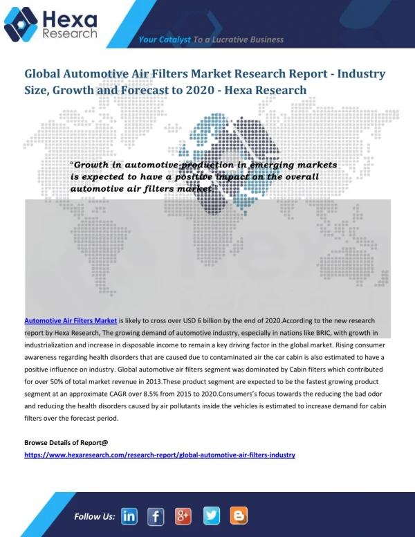 Automotive Air Filters Industry Research Report