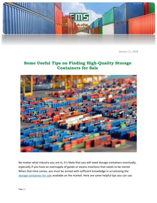 Some Useful Tips on Finding High-Quality Storage Containers for Sale