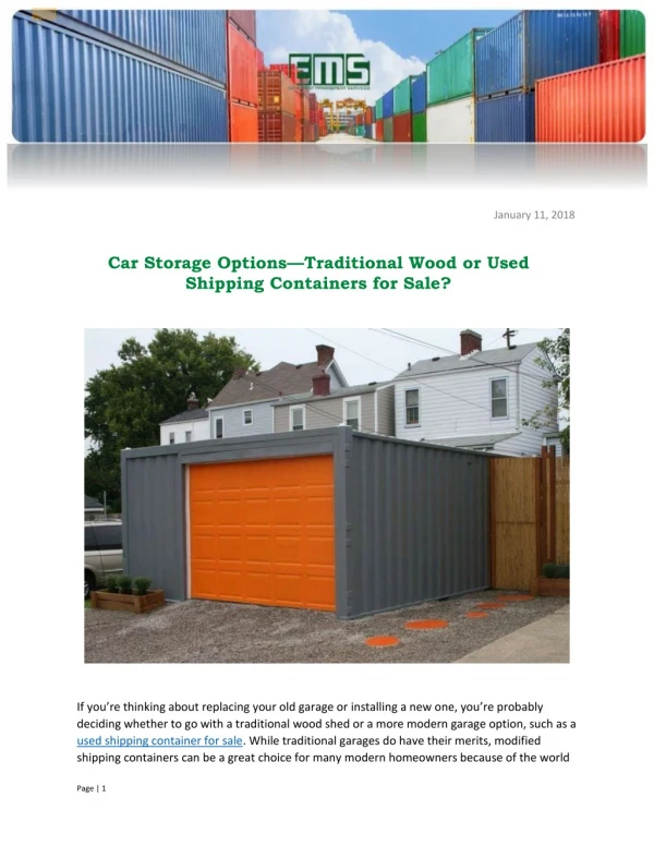 Car Storage Options—Traditional Wood or Used Shipping Containers for Sale?