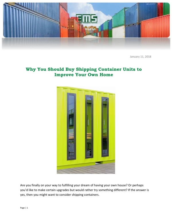 Why You Should Buy Shipping Container Units to Improve Your Own Home