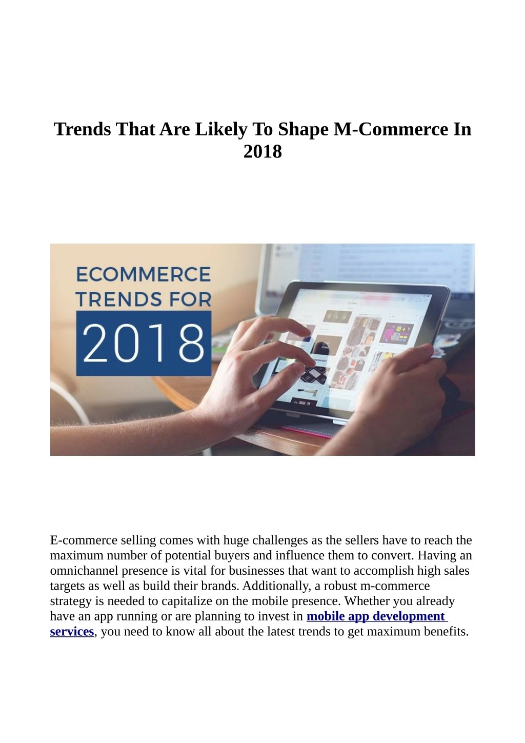 trends that are likely to shape m commerce in 2018