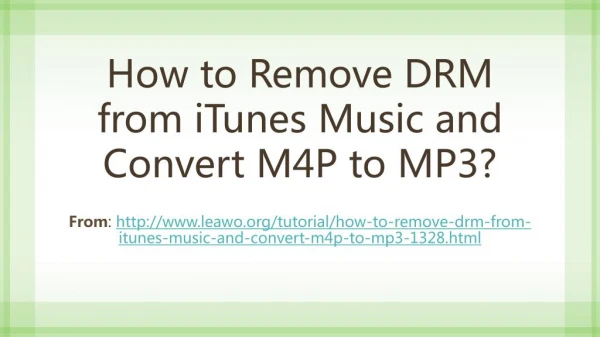 how to remove DRM from iTunes music and convert M4P to MP3