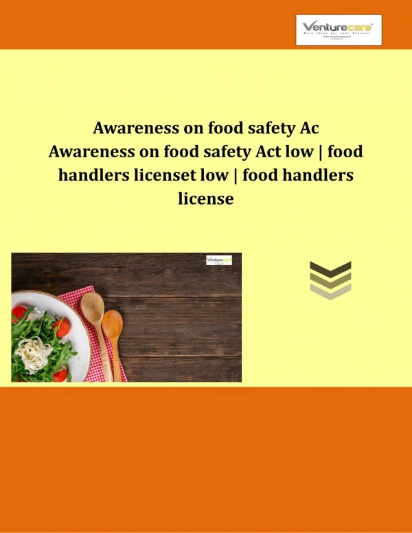 Awareness on food safety Act low | food handlers license