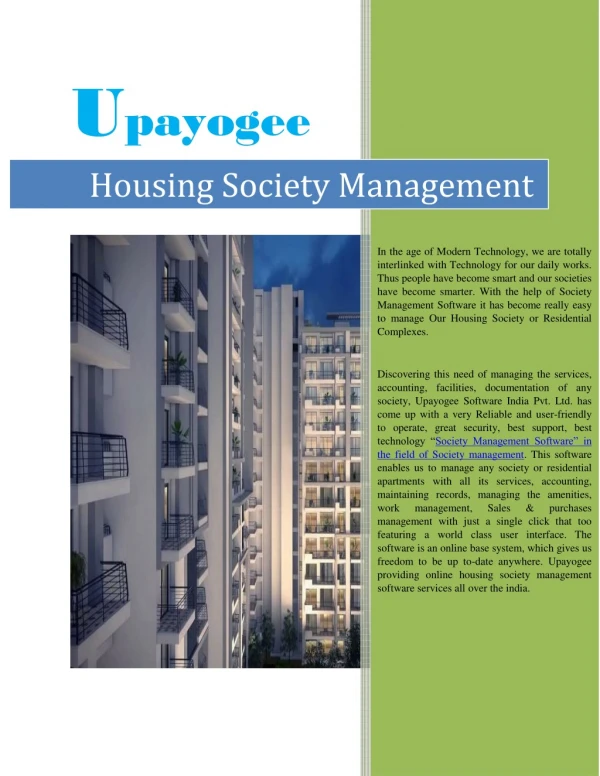 Solution on Housing Society Management - Society Software
