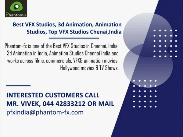 3d Animation in India, Animation Studios Chennai India, Best VFX studios in India