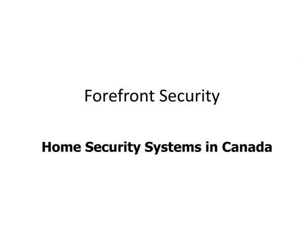 Home Security Systems in Canada
