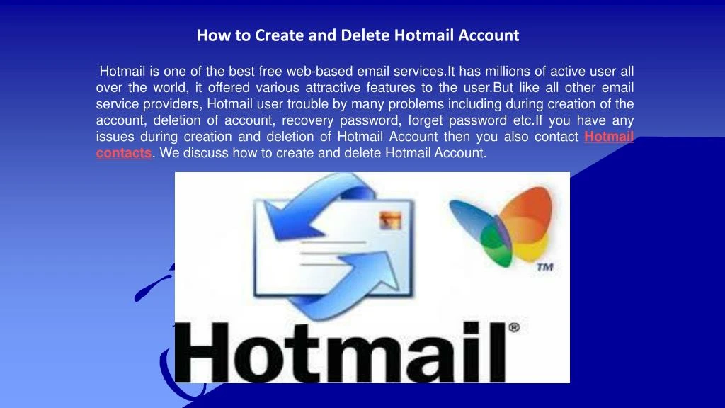 how to create and delete hotmail account