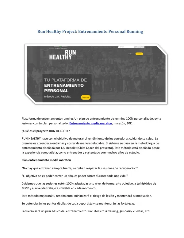 run healthy project entrenamiento personal running