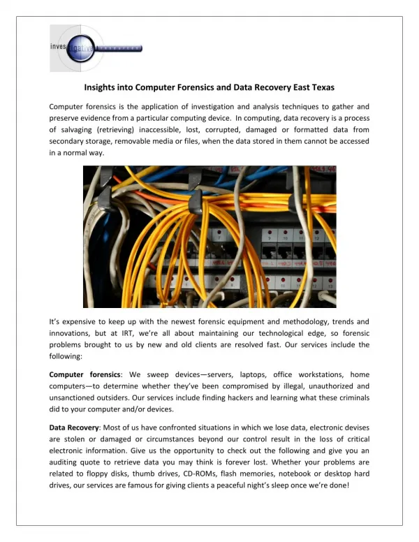 insights into computer forensics and data