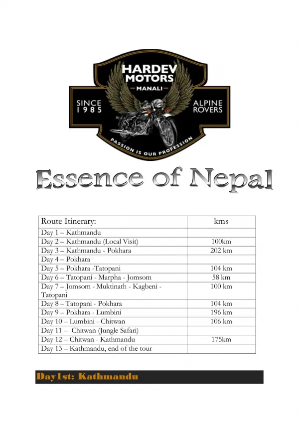 ESSENCE OF NEPAL RIDE