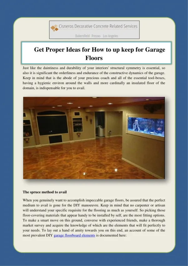 Get Proper Ideas for How to up keep for Garage Floors