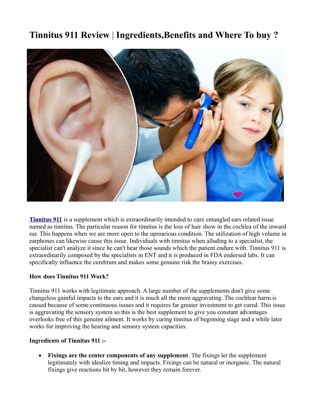 tinnitus 911 review ingredients benefits