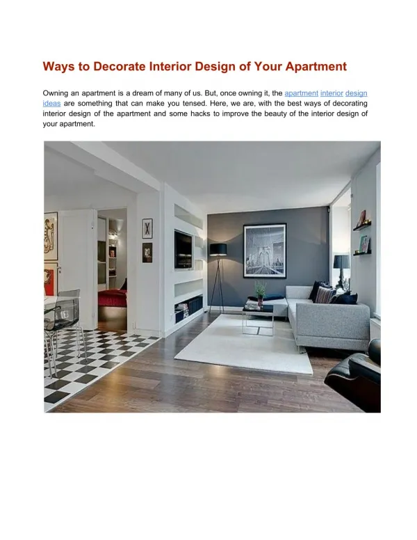 Ways to Decorate Interior Design of Your Apartment