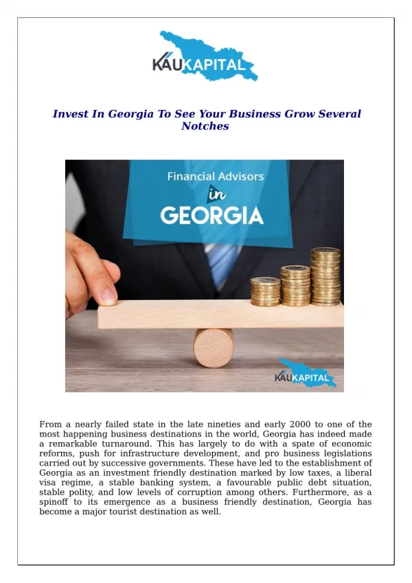 Invest In Georgia To See Your Business Grow Several Notches
