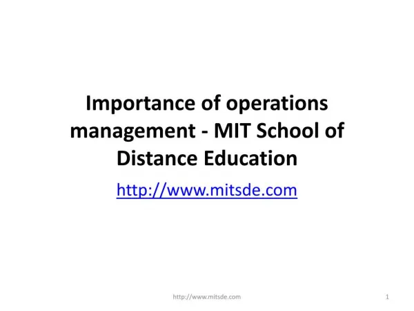 Importance of operations management | Distance Management Courses | Distance MBA in Operations | MIT School of Distance
