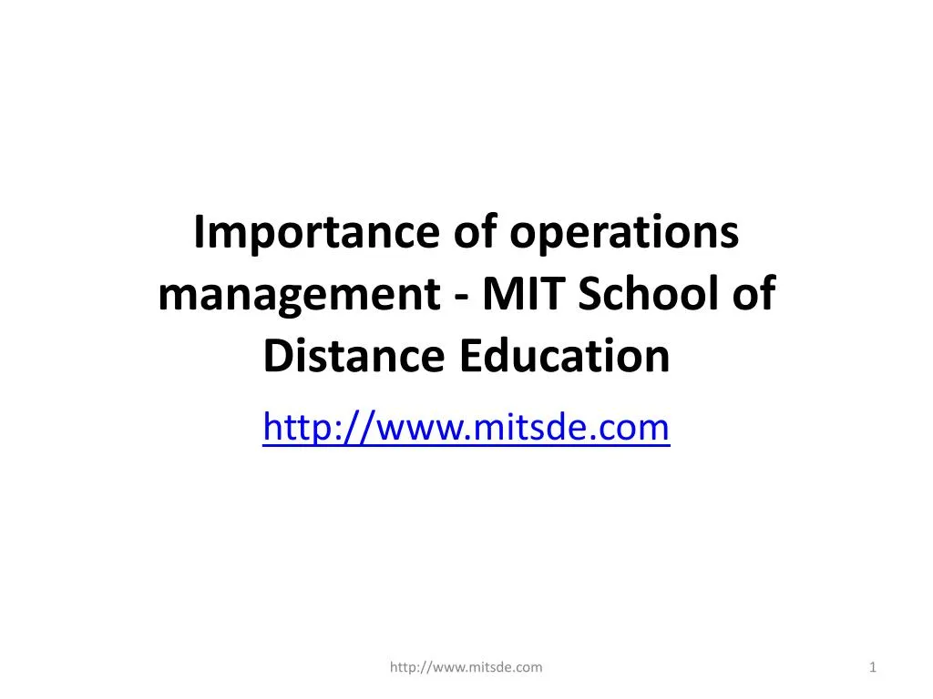 importance of operations management mit school of distance education