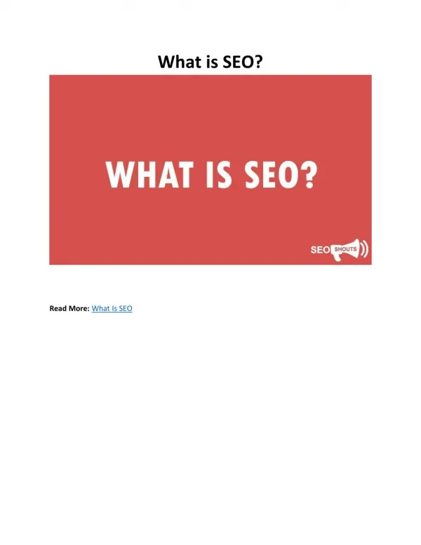 What is SEO?