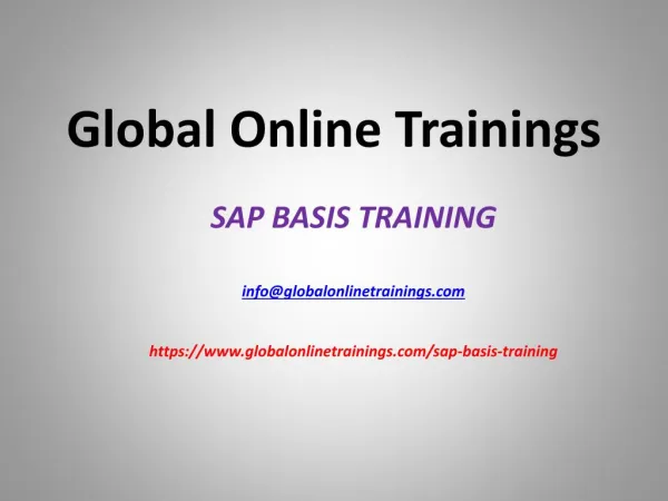 SAP BASIS ONLINE TRAINING
