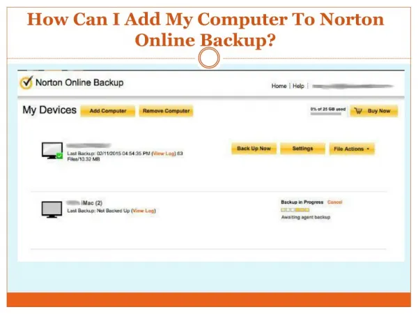 How can i add my computer to norton online backup?