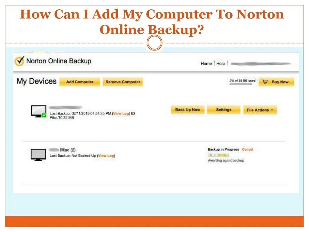 how can i add my computer to norton online backup