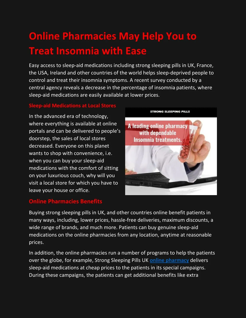 online pharmacies may help you to treat insomnia