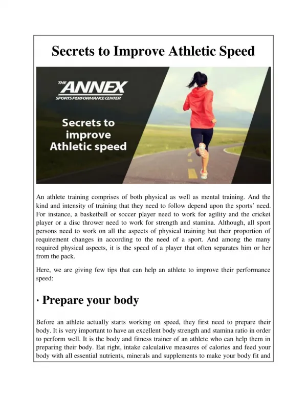 Secrets to Improve Athletic Speed