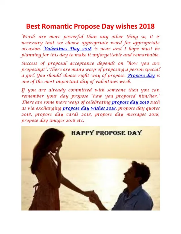 Best Romantic Propose Day wishes 2018