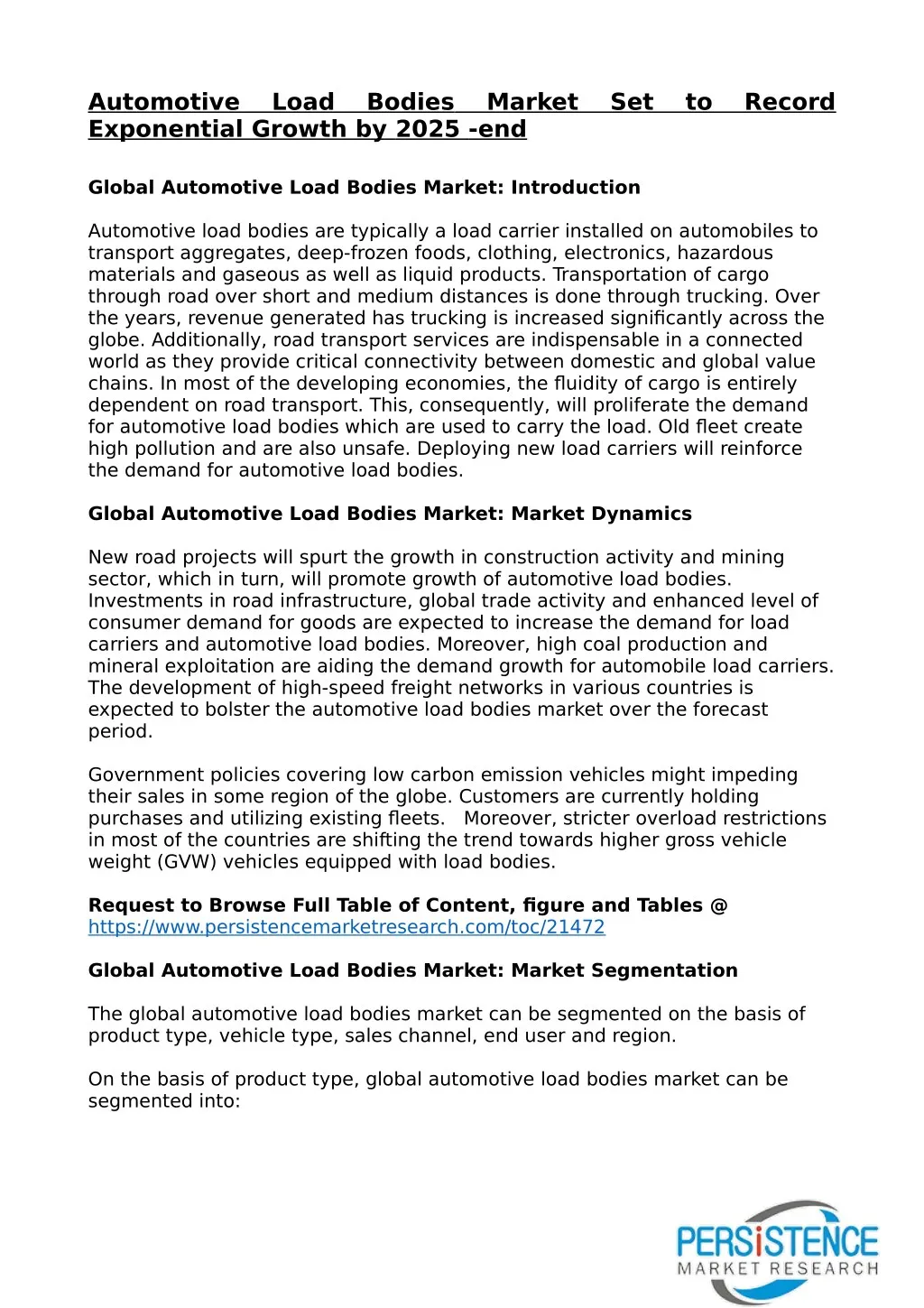 automotive load bodies exponential growth by