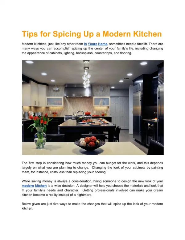 Tips for Spicing Up a Modern Kitchen