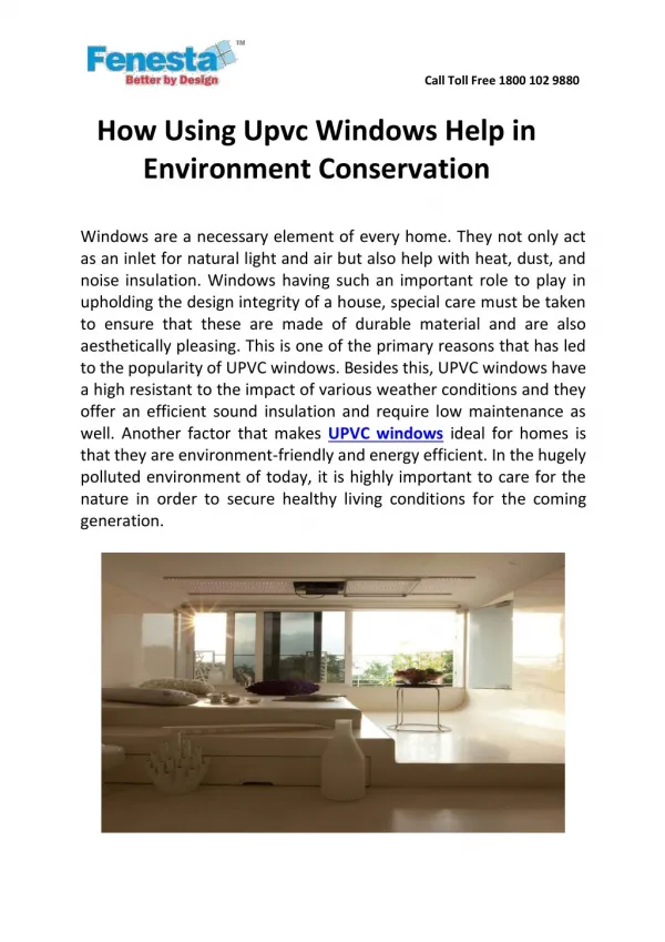 Here’s How Using Upvc Windows Help in Environment Conservation