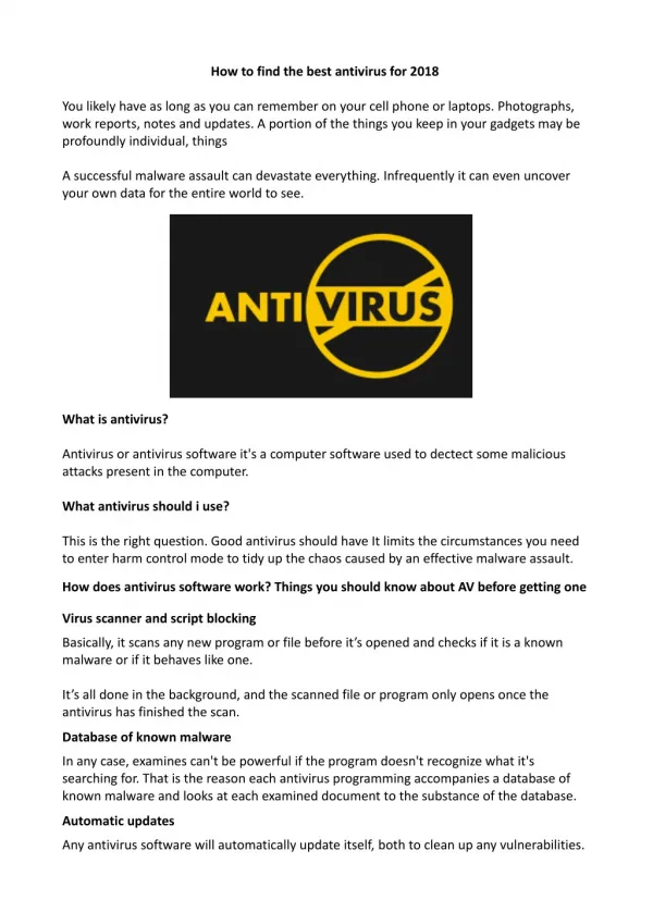 Best Antivirus Protection of 2018