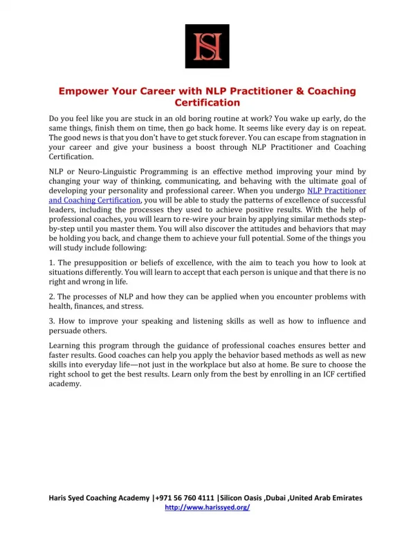 Empower Your Career with NLP Practitioner & Coaching Certification