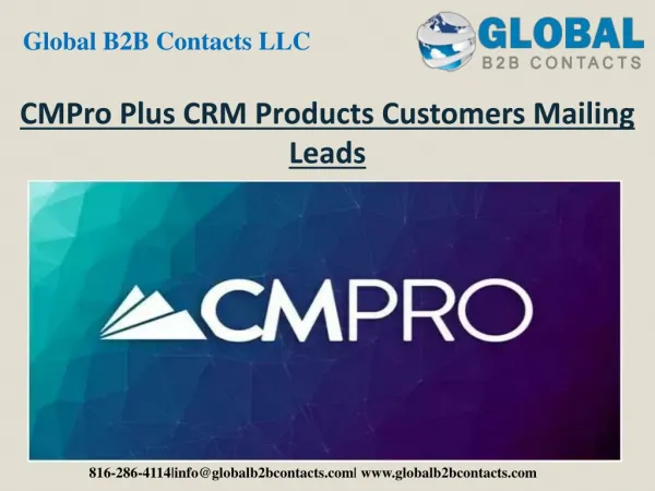 CMPro Plus CRM Product Customers Mailing Leads