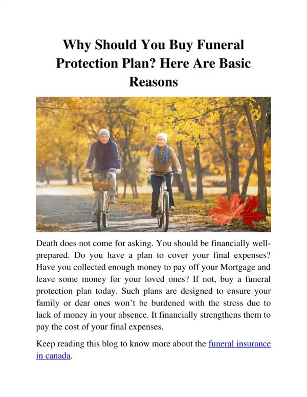 Why Should You Buy Funeral Protection Plan?